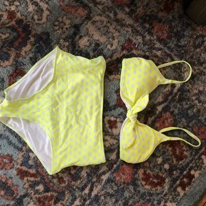 Yellow polka dot aerie bikini high waist